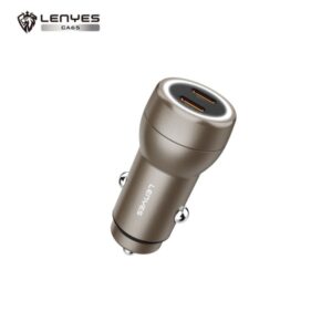 Lenyes CA65 Dual Type-C Port 60W Output Fast Car Charger with 30W Type-C & 30W Type-C PD, Compact Size, Charging Adapter Compatible with Cars for iPhone & Android Smartphone, Smartwatch, Earbud, Power Bank.