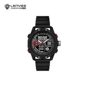 Lenyes LEW-002 Silicone Men Big And Bold Digital Analogue - Digital Sports Watch For Men With Plastic Case & Dual Time - Stopwatch - Alarm Clock - LED Lighting - Countown Timer 3 Atm Waterproof Digital Analogue, Black